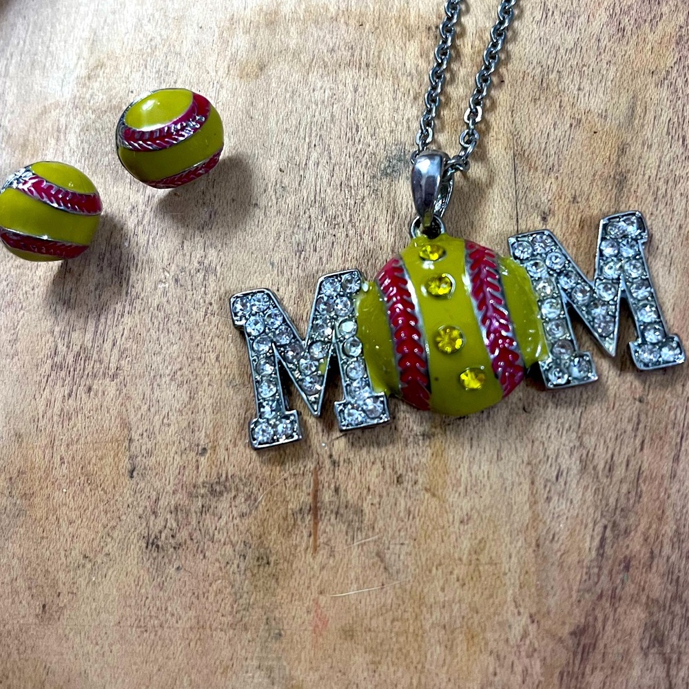 Softball Mom Necklace and Earring Set